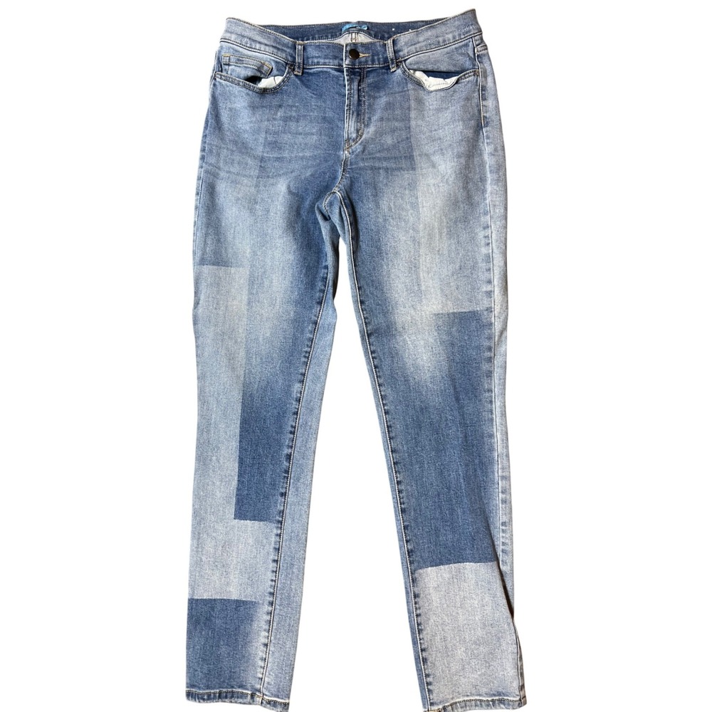 J. Mclaughlin Jaycie Blue Patchwork Straight Leg Jeans Denim Pants